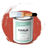 PECTRO Pack Kreidefarbe für möbel 750ml + Malerpinsel (Ziegelstein Rot)