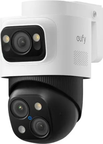 eufy PoE Bullet-PTZ-Kamera S4, 4K UHD, 3-Linsen, 122° Weitwinkel, 360° Schwenk/Neige, verkabelte Außenkamera, 8X Hybrid-Zoom, KI-Tracking, Warnlicht, Farbnachtsicht, PoE Plug&Play, 24/7-Recording