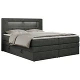 MKS Boxspringbett GOLD-5 KING LED 160/200 Dunkelgrau Struktur - H3,