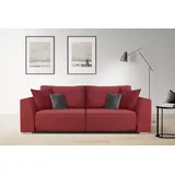 INOSIGN 3-Sitzer INOSIGN "BEATRICE, B: 250 cm - wahlweise mit Bettfunktion", rot, B:250cm H:92cm T:107cm, Sofas, u. Bettkasten, incl. 2 Zierkissen