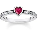 Thomas Sabo Solitärring mit rotem Stein in Herzschliff Silber Rot Herzförmiger silber 54