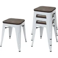 Mendler 4er-Set Hocker HWC-A73 inkl. Holz-Sitzfläche, Metallhocker Sitzhocker, Metall