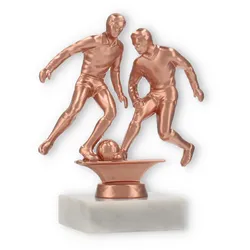 Pokal Metallfigur Zweikampf bronze auf weißem Marmorsockel 13,6cm
