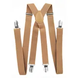 axy Hosenträger für Herren breit 2,5 cm in X-Form mit 4 Hosenträger Clips extra stark längenverstellbar 25mm (Beige)