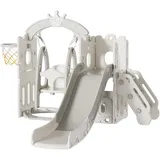 Baby Rutsche und Schaukel Set Freistehende Rutsche Kleinkind Kletter Schaukel Set Kleinkind Spielplatz Spiel Set Indoor Outdoor Lange Rutsche Babyspielplatz Activity Center (Tower-White)