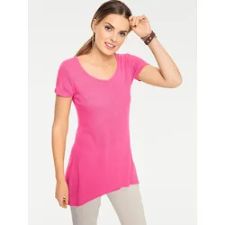 Longshirt HEINE "Longshirt", Damen, Gr. 44, pink, 100% Seide, unifarben, Rundhals, Kurzarm, Shirts