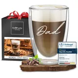 ElbFuchs® Doppelwandiges Latte Macchiato Glas | DAD | 1x 350ml [GESCHENKIDEE FÜR PAPA] Ideales Geburtstagsgeschenk für Väter oder werdende Papas | Glas mit Gravur zum Vatertag