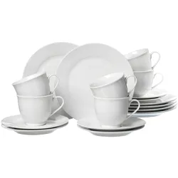 Kaffeeservice RITZENHOFF & BREKER "Bianco", weiß, 18 tlg., Porzellan, Geschirr-Sets, klassisch und schlicht, unifarben