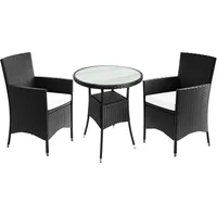CASARIA Polyrattan Balkonset Sitzgruppe Schwarz