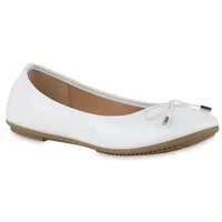 VAN HILL Damen Klassische Ballerinas in Weiss Lack