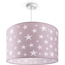 Paco Home Pendelleuchte Baby Lampenschirm Stoff Rund Sterne Kinderlampe Deckenlampe LED Kinderzimmer Sternenhimmel Motiv E27