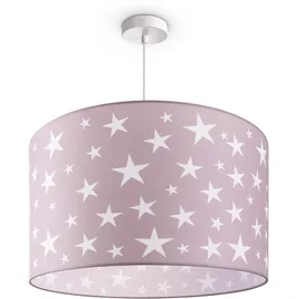 Paco Home Pendelleuchte Baby Lampenschirm Stoff Rund Sterne Kinderlampe Deckenlampe LED Kinderzimmer Sternenhimmel Motiv E27