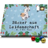 Mr. & Mrs. Panda Schoko Adventskalender Bäcker Leidenschaft - Blau Pastell - Geschenk, Dankeschön, Bäckerladen, Sonntagmorgen, Bäckerei, Backst... - Blau