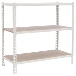 PROREGAL Schwerlastregal BABY MULI | HxBxT 90x100x40cm | 3 Fachböden | Fachlast 150kg | Weiß | Lagerregal Kellerregal Werkstattregal Fachbodenregal