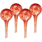 Relaxdays Bewässerungskugeln Glas 4er Set HxD 15 x 6 cm rot