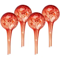Relaxdays Bewässerungskugeln Glas 4er Set HxD 15 x 6 cm rot