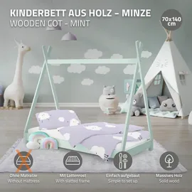 ML-Design Kinderbett Tipi 70 x 140 cm Kiefer mint