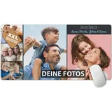 PR Print Royal Großes Mousepad mit Foto - Fotocollage mit 5 Fotos und Text selbst gestalten - XXL Mousepad personalisiert, Geschenke für Freund und Gamer | Schreibtischunterlagen, 800 x 400 mm