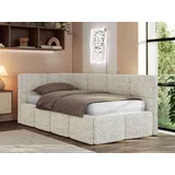 MKS JUGENDBETT ARVO 90/200 - Beige Strukture - Foam-Matratze - Links Seite