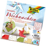 Folia 493/2020 - Faltblätter Weihnachten, 20 x 20 cm, 80 g/qm, 50 Blatt sortiert in 5 Motiven - ideal für wunderschöne Faltfiguren und -formen