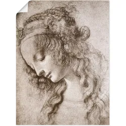 Kunstdruck ARTLAND "Studie des Kopfes der Maria Magdalena.", grau (farbe bild(er): grau), B:30cm H:40cm, Papier, Bilder, als Leinwandbild, Wandaufkleber oder Poster in versch. Größen