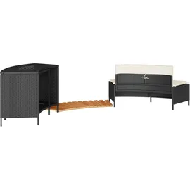 vidaXL Whirlpool-Umrandung Schwarz Poly-Rattan und Massivholz Akazie