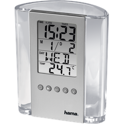 Hama LCD-Thermometer und Stifthalter, Thermometer + Hygrometer, Silber