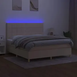 vidaXL Boxspringbett mit Matratze & LED Creme 180x200 cm Stoff
