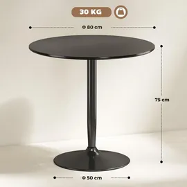Homcom Runder Esstisch 80 x 75 x 80 cm schwarz