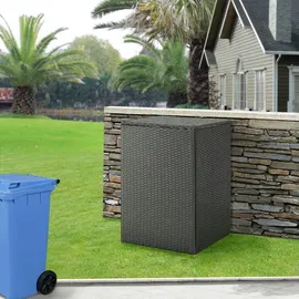 [en.casa] Mülltonnen Verkleidung Widnau für 1 Mülltonne Polyrattan Dunkelgrau