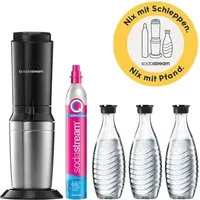 Sodastream Crystal 3.0 schwarz + 1 Glaskaraffe + Zylinder