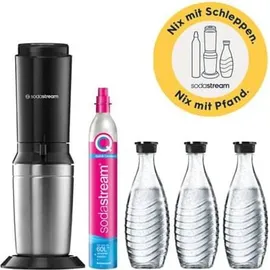 Sodastream Crystal 3.0 schwarz + 1 Glaskaraffe + Zylinder