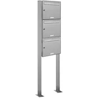 AL Briefkastensysteme 3er V2A Edelstahl Anlage freistehend Postkasten 1x3