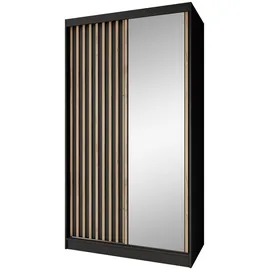 beautysofa Schwebetürenschrank Donatello 120 x 204,5 x 60 cm Schwarz/Eiche Artisan