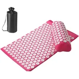 Fußmassagematte - Druckmatte mit Kissen Massage Set - Druck Rückenmatte, Massagematte Set, Mediation Zubehör für Zuhause, Büro oder Reisen, Nacken & Rücken Beschwerden