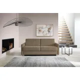 Bali Schlafsofa BALI "JUNARA, Dauerschläfer mit zweigeteiltem Lattenrost", braun (beige), B:225cm H:18cm T:101cm, 100% PES, Sofas, Schlafsofa, 160er u. 180er Breite, 2 Matratzenvarianten