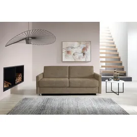 Bali Schlafsofa BALI "JUNARA, Dauerschläfer mit zweigeteiltem Lattenrost", braun (beige), B:225cm H:18cm T:101cm, 100% PES, Sofas, Schlafsofa, 160er u. 180er Breite, 2 Matratzenvarianten