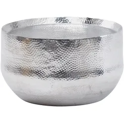 Kadima Design Orientalischer Couchtisch `Aniene`: Hammerschlag-Struktur, Aluminium, hohl, 40 kg Belastung. Silber, 60x60x35 cm
