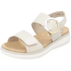 Riemchensandale REMONTE, Damen, Gr. 45, beige (creme), Leder, unifarben, casual, Schuhe, Sandale, Bequemschuh, Sommerschuh mit praktischen Klettverschlüssen