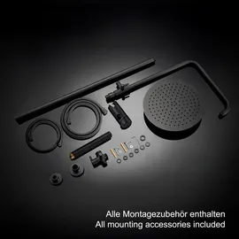 dylin gmbh Duschsystem ohne Armatur Rund D30 cm Matt Schwarz