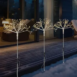 MARELIDA LED Gartenstecker Feuerwerk Firework mit Fernb Leuchtstäbe 3er Set weiß