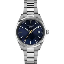 Tissot T-Classic PR100 Jungfraubahn Edition blau 34mm T150.210.11.041.01 - Blaues Zifferblatt mit dezentem Relief des Jungfraujochs, der höchsten Eisenbahnstation Europas, auf den die Jungfraubahn fährt. Applizierte Indexe, Zeiger und Indexe mit feiner SuperLuminova,silber - 34mm