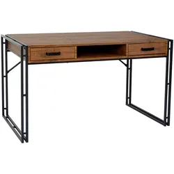 Mendler Schreibtisch HWC-A27, Bürotisch Computertisch, 122x70cm 3D-Struktur ~ Wildeiche-Optik
