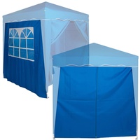 Defacto 2X Seitenteile 2m mit Seitenwand/Seitenteil und Fenster 200x186cm für Pavillon, Partyzelt, Faltpavillon Seitenwände Seitenwänden BLAU