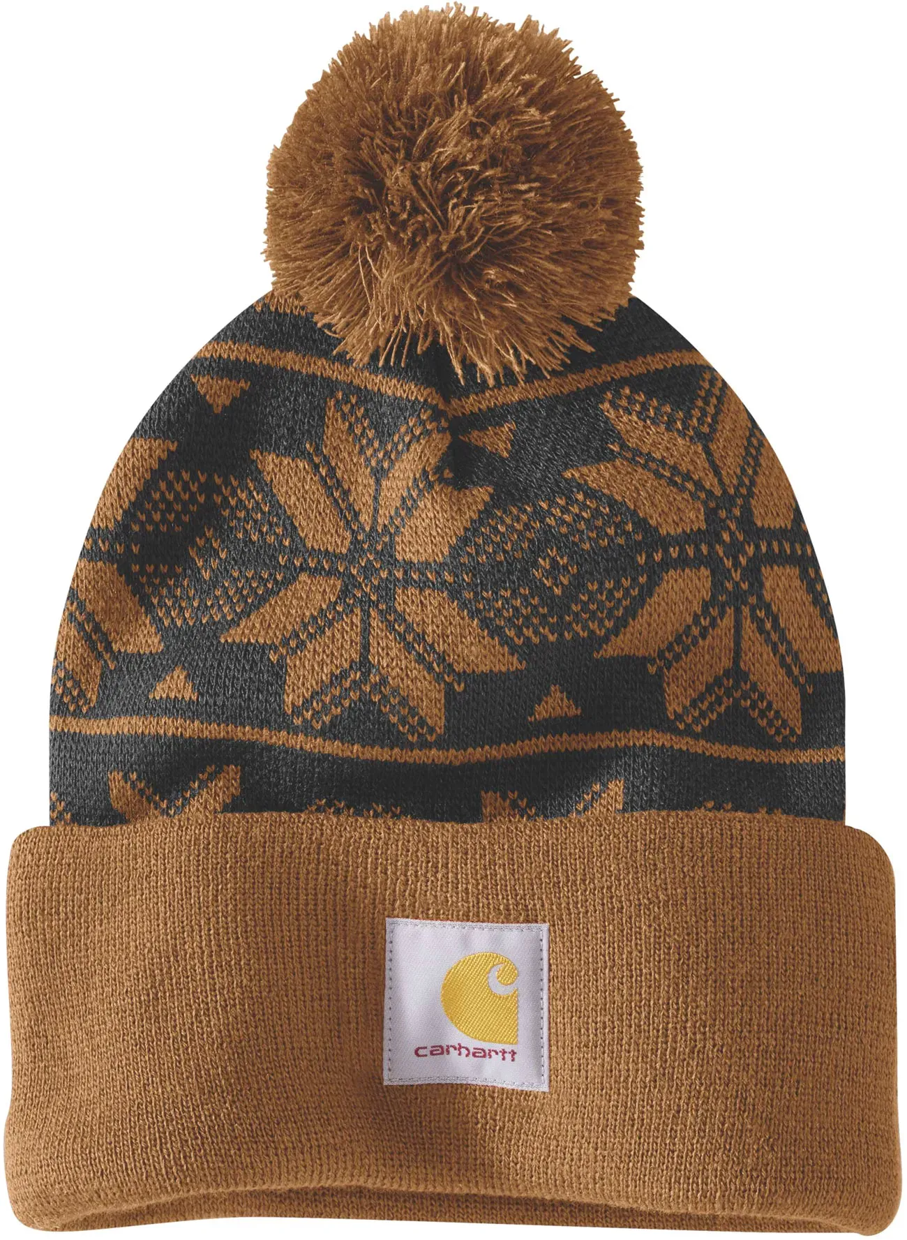 Carhartt Knit Pom Jacquard, bonnet - Marron Clair/Gris - Taille unique