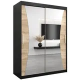 abiks möbel Schwebetürenschrank MONACO 150 x 200 x 62 cm Schwarz