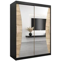 abiks möbel Schwebetürenschrank MONACO 150 x 200 x 62 cm Schwarz