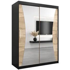 abiks möbel Schwebetürenschrank MONACO 150 x 200 x 62 cm Schwarz