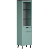 trendteam Vitrine Schrank Wohnzimmerschrank - Wohnzimmer - Melton WO:Ko.+Fr.Dusk Blue Melamin,Abs.OB+RW Anthrazit,Standvitrine - blau