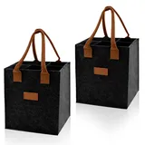 Fahibin 2 Pcs Flaschenträger für 6 Flaschen, Faltbarer Flaschenträger mit Trennwänden, Filz Flaschenkorb Männerhandtasche für Wein Bier Getränke